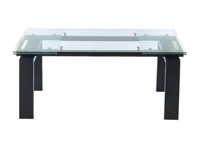 Vente-unique Extendable Dining Table - Tempered Glass & Metal - Black - 8 To 10 in Clear - image 1