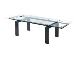 Vente-unique Extendable Dining Table - Tempered Glass & Metal - Black - 8 To 10 in Clear - thumbnail 9