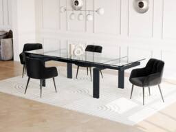 Vente-unique Extendable Dining Table - Tempered Glass & Metal - Black - 8 To 10 in Clear - thumbnail 5