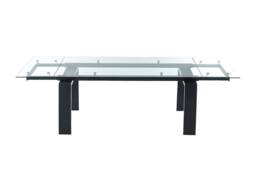 Vente-unique Extendable Dining Table - Tempered Glass & Metal - Black - 8 To 10 in Clear - thumbnail 7