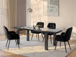 Vente-unique Extendable Dining Table - Tempered Glass & Metal - Black - 8 To 10 in Clear - thumbnail 3