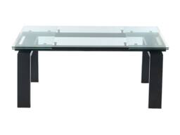 Vente-unique Extendable Dining Table - Tempered Glass & Metal - Black - 8 To 10 in Clear - thumbnail 1