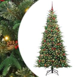 Berkfield Home Artificial Hinged Christmas Tree Green 210 cm PE & PVC - thumbnail 2