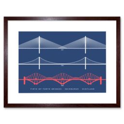 "Artery8 Wall Art Print Firth Forth Bridges Edinburgh Scotland Queensferry Framed Art in Brown - Size: W7"" x H9""" - thumbnail 1