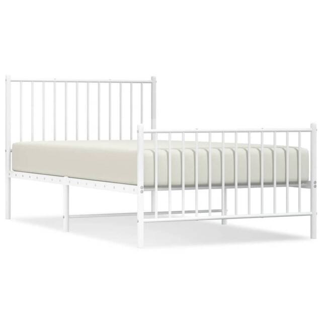 Berkfield Home Metal Bed Frame with Headboard & Footboard White 100x190 cm - image 1