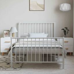 Berkfield Home Metal Bed Frame with Headboard & Footboard White 100x190 cm - thumbnail 3