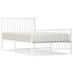 Berkfield Home Metal Bed Frame with Headboard & Footboard White 100x190 cm - thumbnail 1