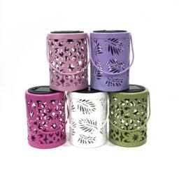 Voltico Set of 5 Solar Ornate Metal Cutout Lanterns - Multi-Coloured Glow - Size: 5 Pack - thumbnail 2