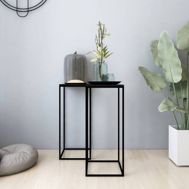 Berkfield Home Side Tables 2 pcs Black Steel - image 1
