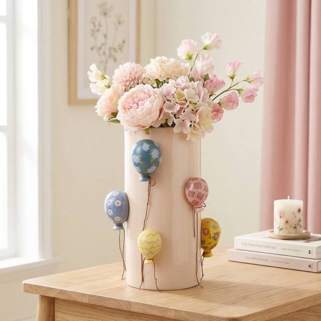 Garden Greatness Floral Balloons Ceramic Statement Vase - Size: 1 Pack - image 1