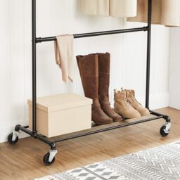 SONGMICS Heavy Duty Clothes Rack on Wheels with Double Rods in Black - thumbnail 6