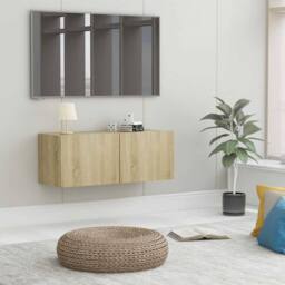 Berkfield Home TV Cabinet Sonoma Oak 80x30x30 cm Engineered Wood in Light Tan - Size: 80 x 30 x 30 cm - thumbnail 2
