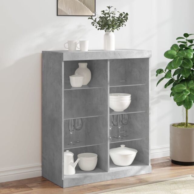 Berkfield Home Sideboard with LED Lights Concrete Grey 81x37x100 cm - Size: 81 x 37 x 100 cm - image 1