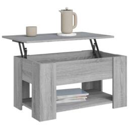 Berkfield Home Coffee Table Grey Sonoma 79x49x41 cm Engineered Wood - Size: 79 x 49 x 41 cm - thumbnail 4