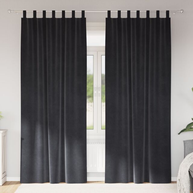 Berkfield Home Blackout Curtains with Hanging Loops 2 pcs Dark Grey Velvet - image 1