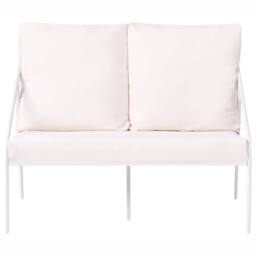 Wyld and Coco White 4 Seater Garden Set Powder Coat Steel Removable Cushion - thumbnail 3