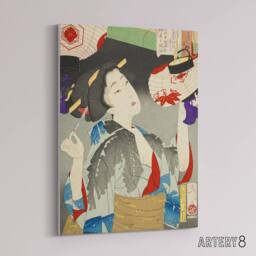 "Artery8 Tsukioka Yoshitoshi Kyoto Waitress in the Meiji Era Canvas Art Print - Size: W12"" x H16""" - thumbnail 2