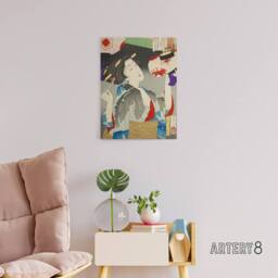 "Artery8 Tsukioka Yoshitoshi Kyoto Waitress in the Meiji Era Canvas Art Print - Size: W12"" x H16""" - thumbnail 3