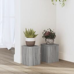 Berkfield Home Plant Stands 2 pcs Grey Sonoma 15x15x20 cm Engineered Wood - Size: 15 x 15 x 20 cm