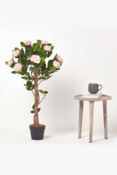 Homescapes Potted Rose Tree Artificial Plant with lifelike green leaves, 90 cm in Pink - thumbnail 6