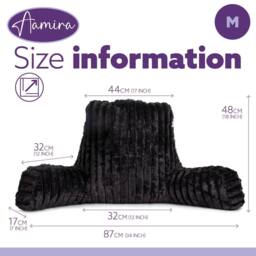 Aamira Reading Pillow Black Faux Fur Ribbed Memory Foam Support Cushion - thumbnail 7