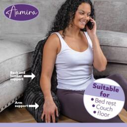Aamira Reading Pillow Black Faux Fur Ribbed Memory Foam Support Cushion - thumbnail 6