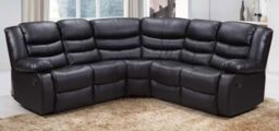 Furniture 786 Roma Leather Recliner 2C2 Corner Sofa in Black - thumbnail 1