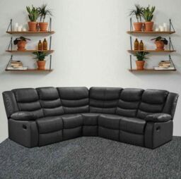 Furniture 786 Roma Leather Recliner 2C2 Corner Sofa in Black - thumbnail 2