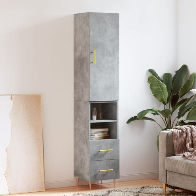 Berkfield Home Highboard Concrete Grey 34.5x34x180 cm Engineered Wood - image 1