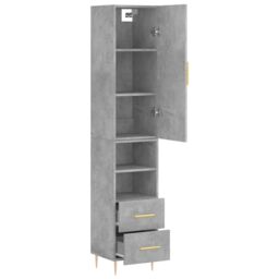Berkfield Home Highboard Concrete Grey 34.5x34x180 cm Engineered Wood - thumbnail 4