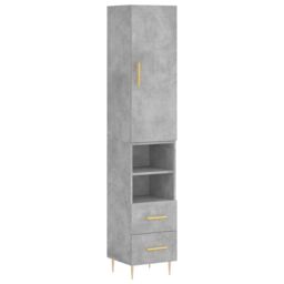 Berkfield Home Highboard Concrete Grey 34.5x34x180 cm Engineered Wood - thumbnail 2