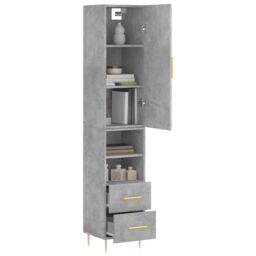Berkfield Home Highboard Concrete Grey 34.5x34x180 cm Engineered Wood - thumbnail 3