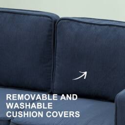 Wyld Haus Rozike Nodi Corduroy Blue Compact 2 Seater Sofa Natural Wooden Legs - thumbnail 7
