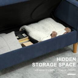 Wyld Haus Rozike Nodi Corduroy Blue Compact 2 Seater Sofa Natural Wooden Legs - thumbnail 5