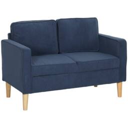 Wyld Haus Rozike Nodi Corduroy Blue Compact 2 Seater Sofa Natural Wooden Legs - thumbnail 2