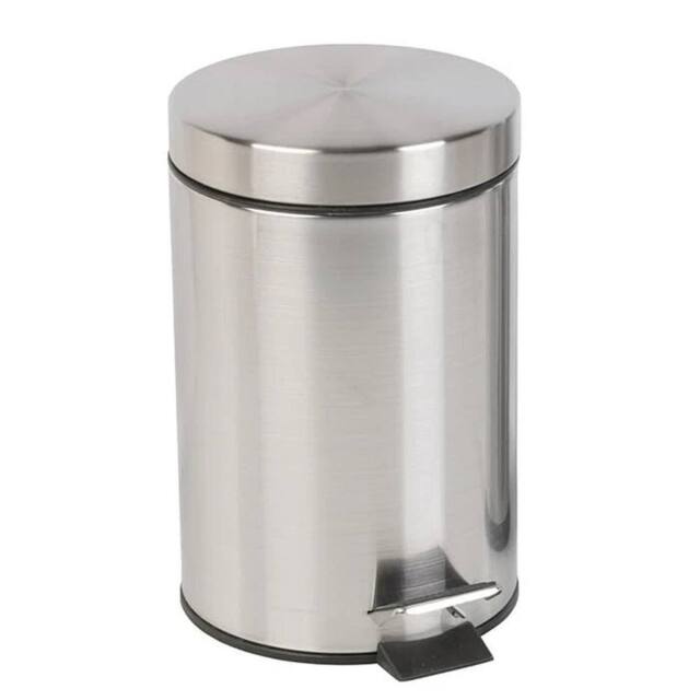 Kelvenix 3 Litre Round Stainless Steel Pedal Bin in Silver - Size: 0.6m2 - image 1
