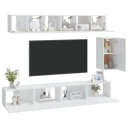 Berkfield Home 6 Piece TV Cabinet Set White Engineered Wood - thumbnail 3