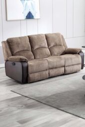 More4Homes Postana 3 Seater Manual High Back Jumbo Cord Fabric Recliner Sofa in Brown - thumbnail 1