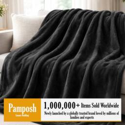 Pamposh Flannel Fleece Blanket Reversible Throw in Black - Size: Small - thumbnail 3