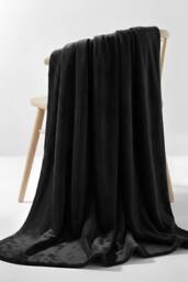 Pamposh Flannel Fleece Blanket Reversible Throw in Black - Size: Small