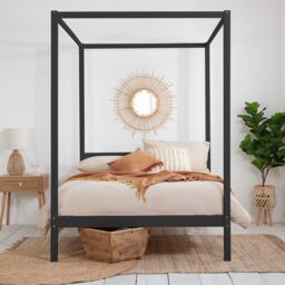 Birlea Four Poster Bed Frame Solid Wood 4 Poster Canopy Mercia in Black - Size: King - thumbnail 2