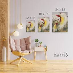 "Artery8 Bird Paradise Exotic B. Fawcett Vintage Canvas Wall Art - Size: W18"" x H24""" - thumbnail 4