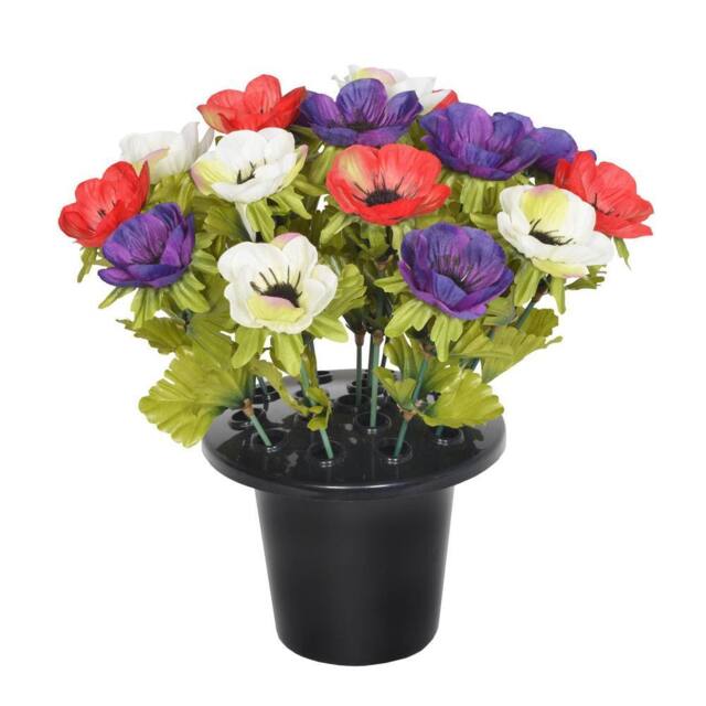 Sincere Floral Artificial Flower Memorial Graveside Rose Bowl in Purple