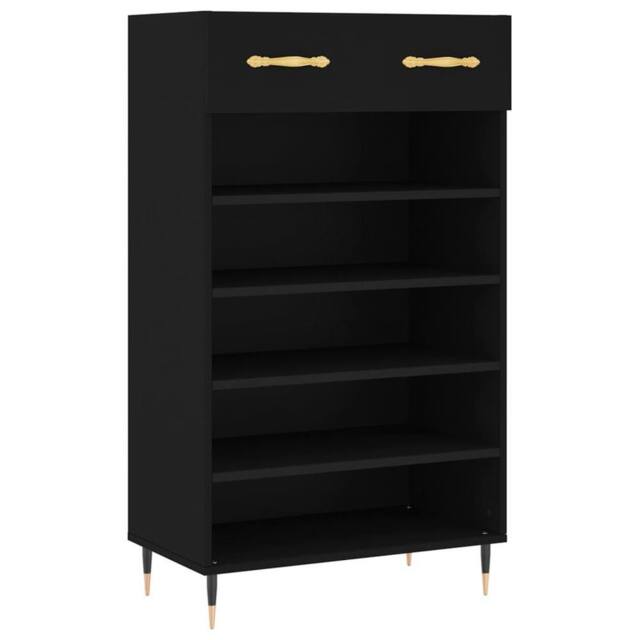 Berkfield Home Shoe Cabinet Black 60x35x105 cm Engineered Wood - Size: 60 x 35 x 105 cm - image 1