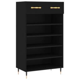 Berkfield Home Shoe Cabinet Black 60x35x105 cm Engineered Wood - Size: 60 x 35 x 105 cm