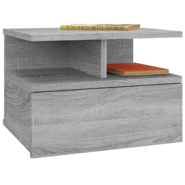 Berkfield Home Decorative Floating Nightstand 2 pcs Grey Sonoma 40x31x27 cm Engi - Size: 40 x 31 x 27 cm - image 1