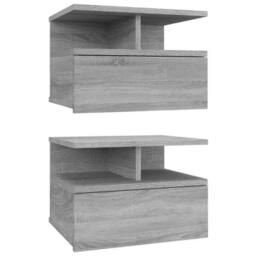 Berkfield Home Decorative Floating Nightstand 2 pcs Grey Sonoma 40x31x27 cm Engi - Size: 40 x 31 x 27 cm - thumbnail 3