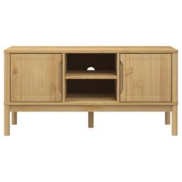 Berkfield Home TV Cabinet FLORO Wax Brown 114x43x55 cm Solid Pine Wood in Light Brown - Size: 114 x 43 x 55 cm - thumbnail 5