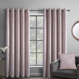 Smart Living Marble Effect Velvet Eyelet Curtains - Thermal Blackout - 2 Panels in Pink - Size: 117 cm width x 137 cm drop