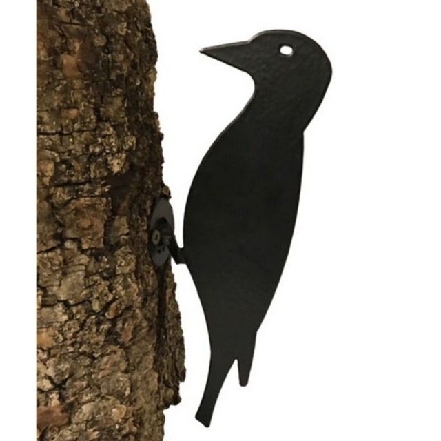 Poppyforge Woodpecker on Base - Steel - W45.7 x H121.9 cm - Powder Coated Black - image 1